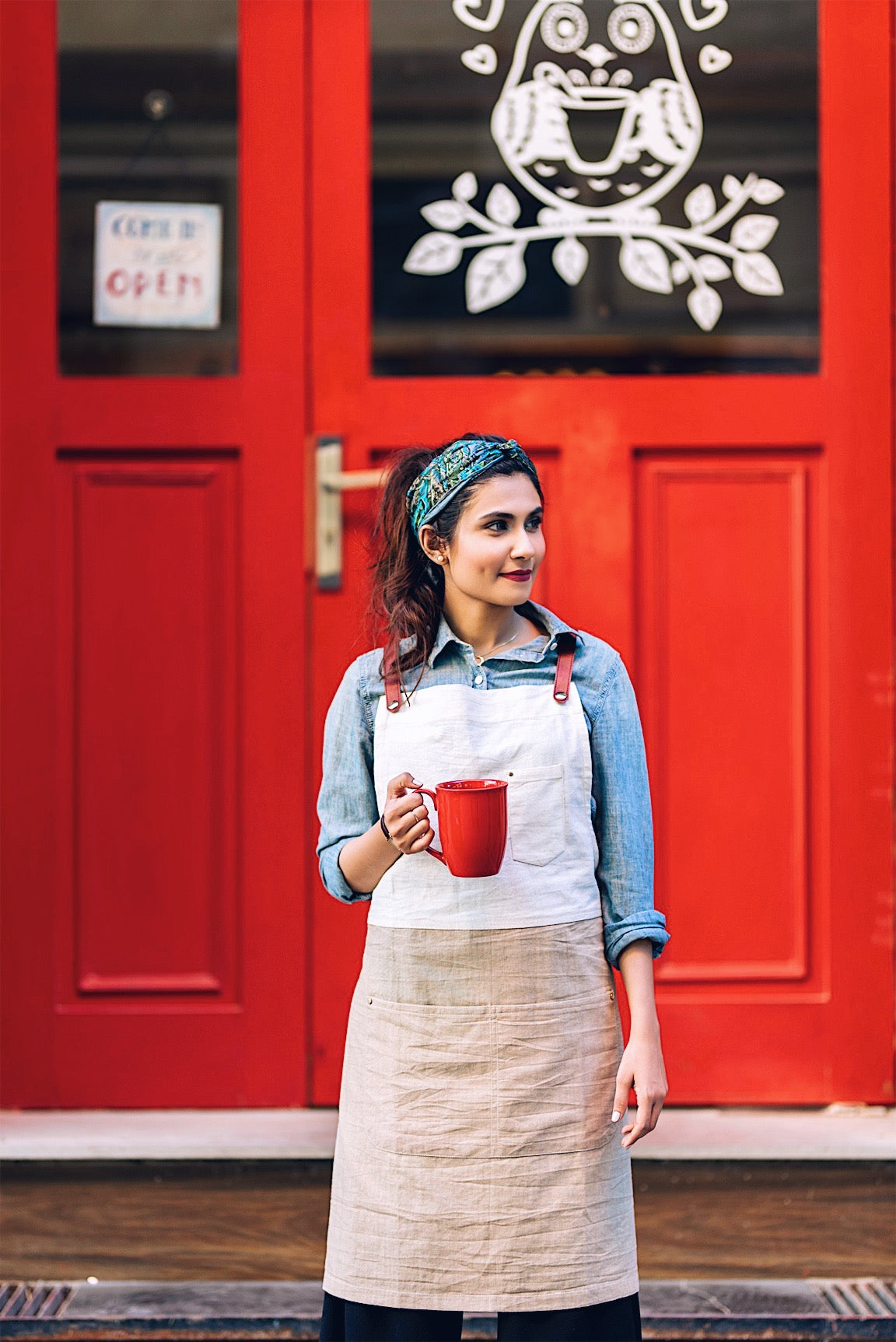 coffee&cream linen apron